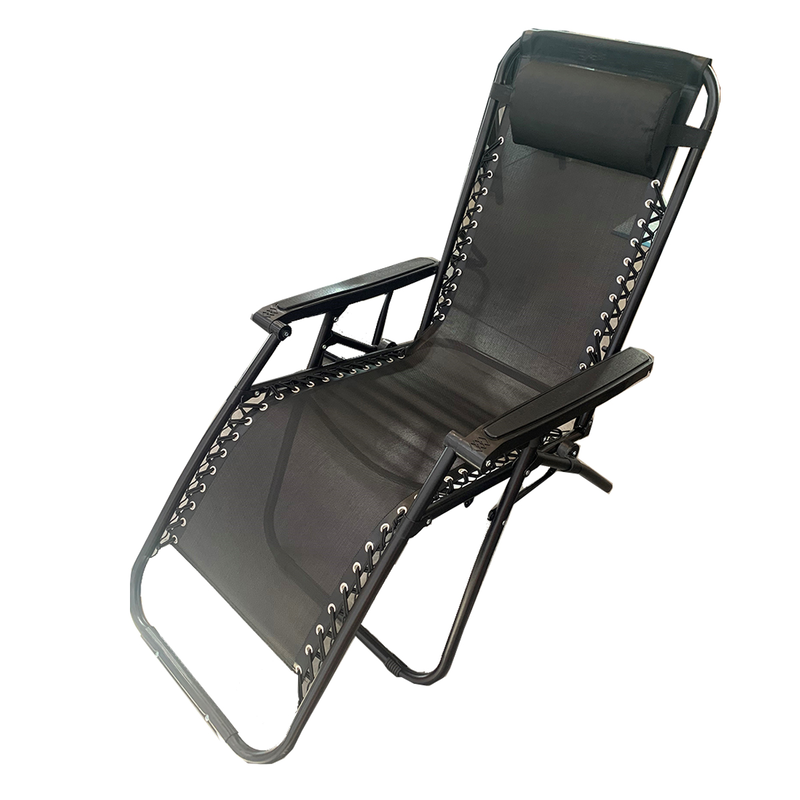 L.h garden deck chair foldable metallic black-null