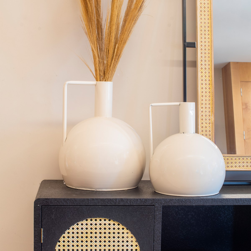 White metal vase 35cm, , medium image number null