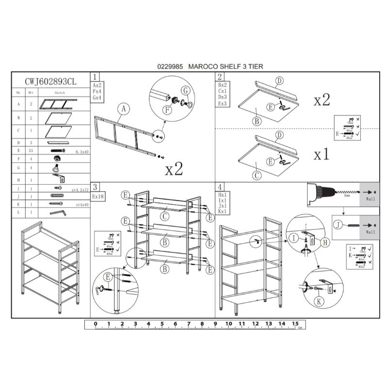 Superliving maroco ραφιερα 3 επιπεδων 60x28x93cm, , medium image number null