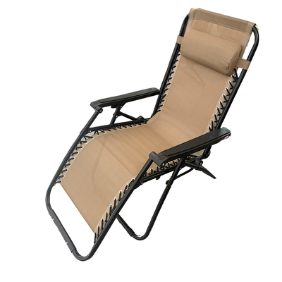 L.h garden deck chair foldable taupe metallic, Taupe, medium