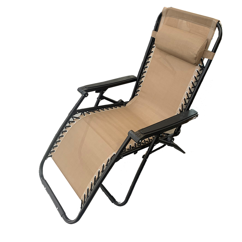 L.h garden deck chair foldable metallic black-null