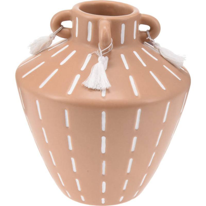 Vase with tassel 15.5x15.5x17cm - assorted colors, , medium-null