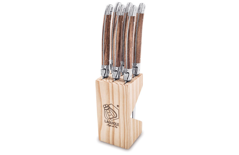 Laguiole premium line set of 6 steak knives wood 1.8 mm in a wooden block, , medium-null