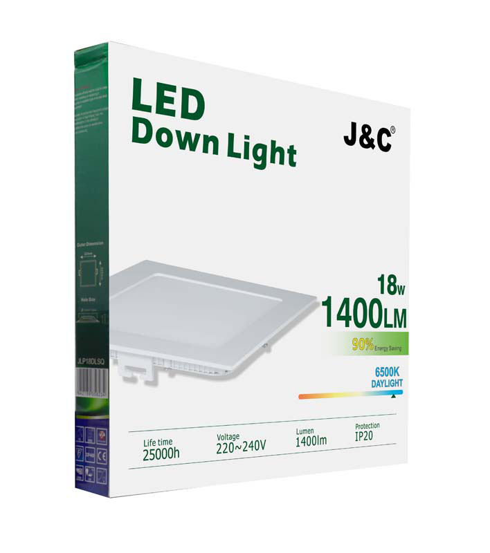 J&c led 18w recessed square panel 6500k 225mm, , medium-null