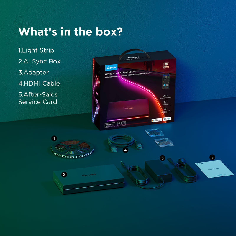 Govee TV ai sync box w/strip light for 55-65&Prime; max 8k 240hz (matter) h8604, , medium-null