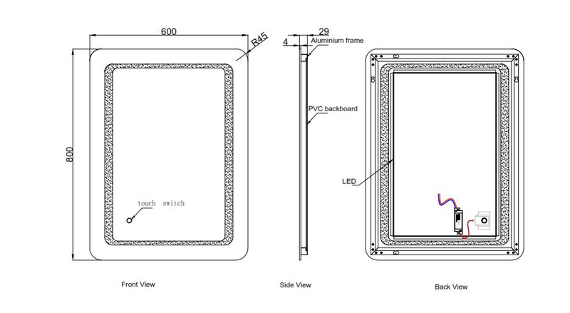Rectangular led mirror 60x80, , medium image number null