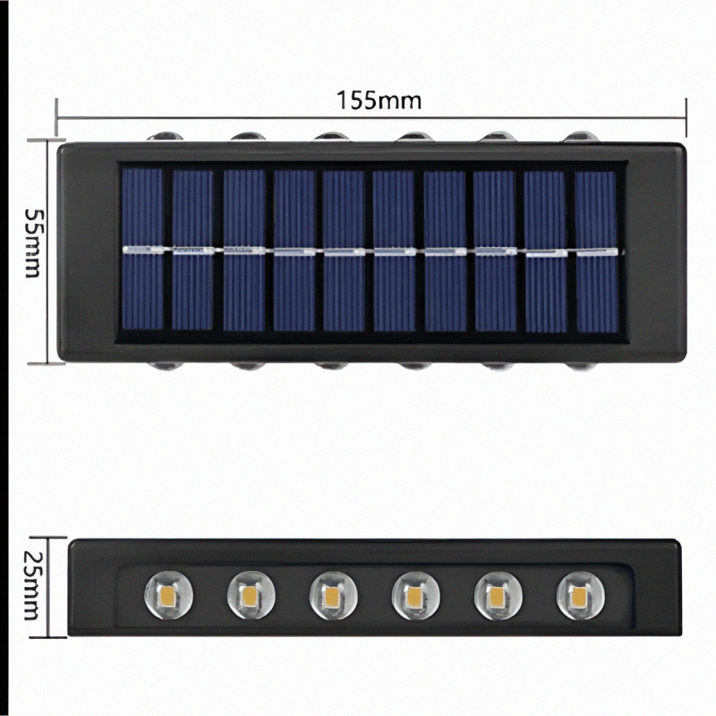 Product image: Επιτοίχιο ηλιακό φωτιστικό κήπου led solar wall lamp 12 led, , medium-null