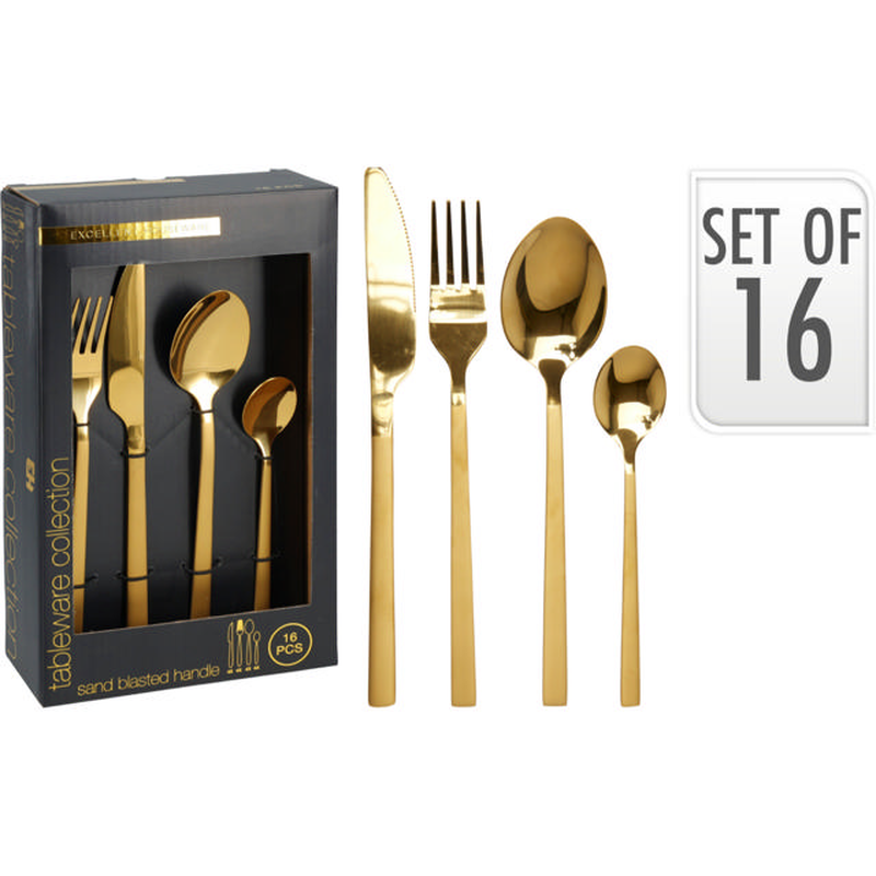 Cutlery set 16pcs - gold, , medium-null