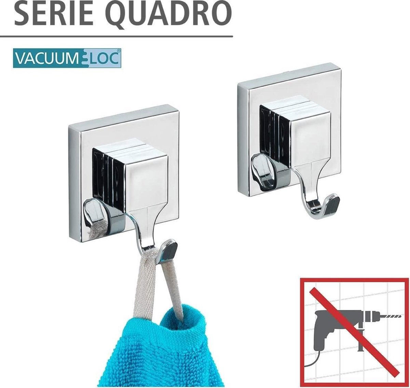 Wenko vacuum-loc hook set square 2pcs silver, , medium image number null