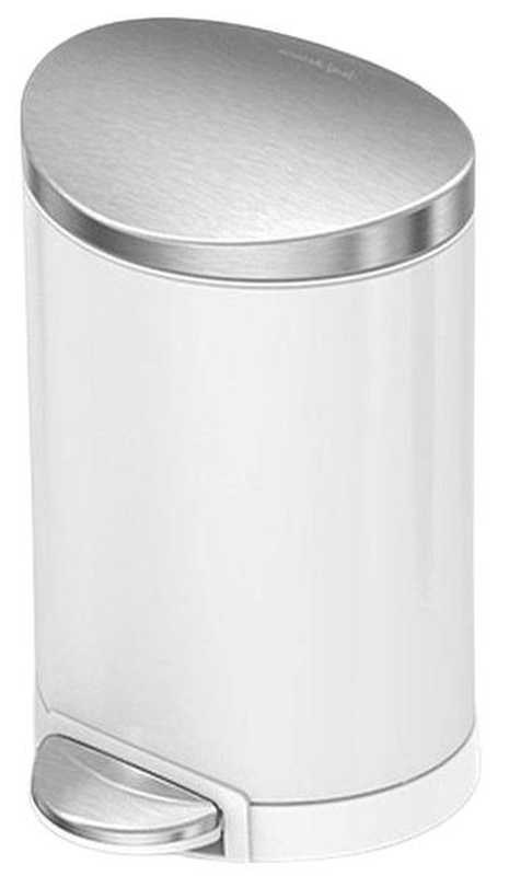 Simplehuman semi round pedal bin 6l - white, , medium image number null