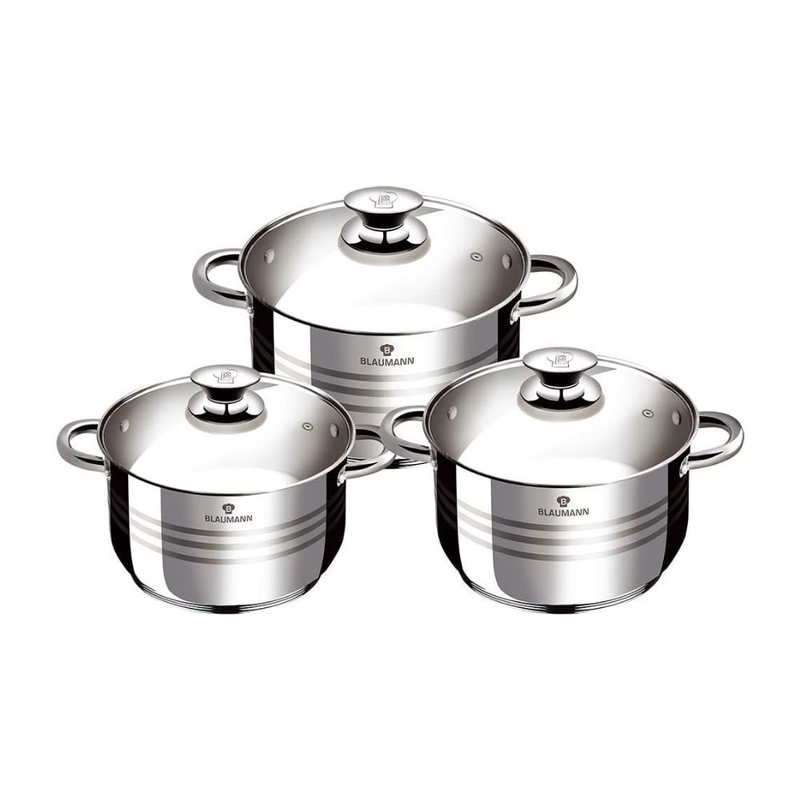 Product image: Blaumann bl-3863 σετ μαγειρικών σκευών 6 τεμαχίων, ανοξείδωτο ατσάλι με πάτο 5 στρώσεων, , medium-null