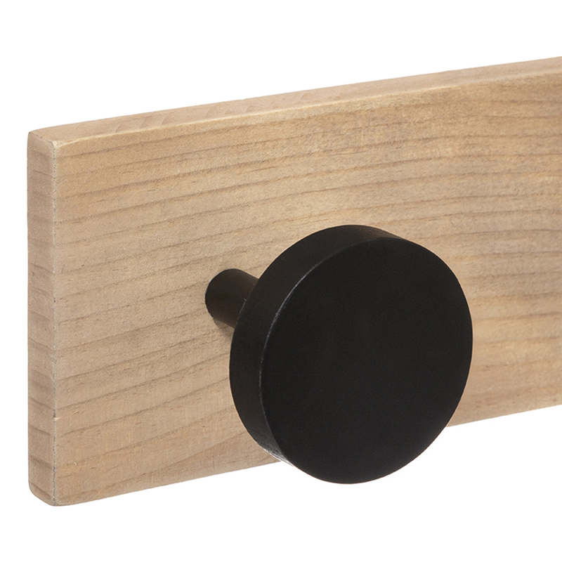 5five 173694 6 wooden rack with 6 hooks black l8 x w7 x h60,5cm, , medium-null