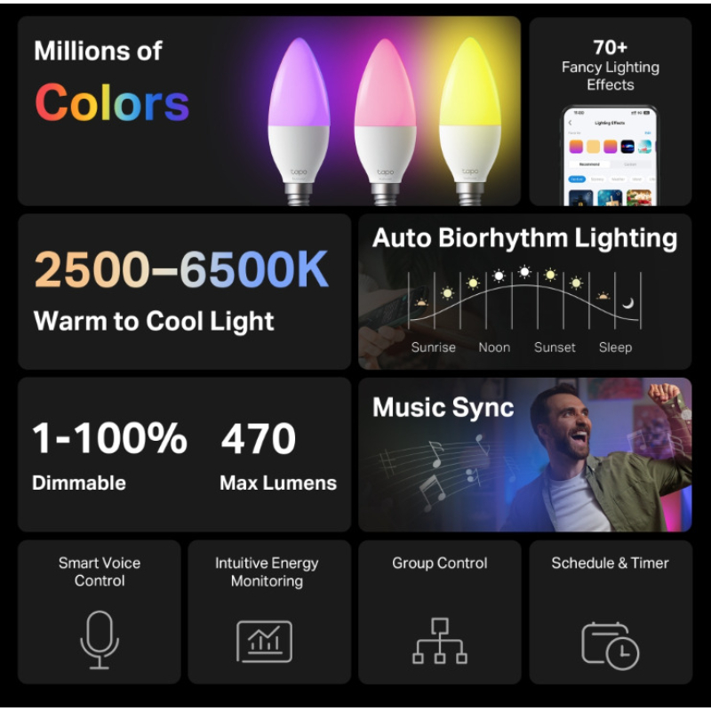 Product image: Tp-link smart light bulb candle e14, , medium-null
