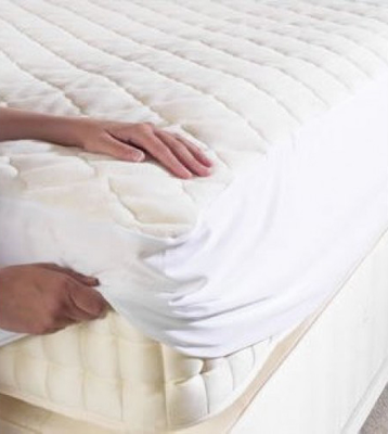 Jaquard mattress protector white 140x195cm, , medium