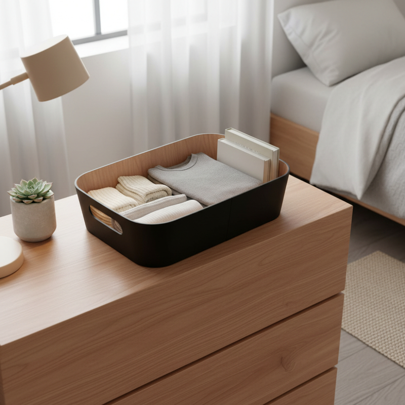 Espiel rag storage basket 26x38cm - black, , medium-null