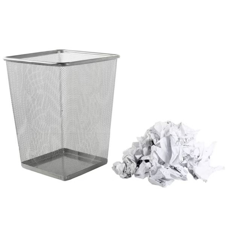 Homemaid μεταλλικο καλαθι γραφειου τετραγωνο 21x28cm - μαυρο η ασημι, , medium-null