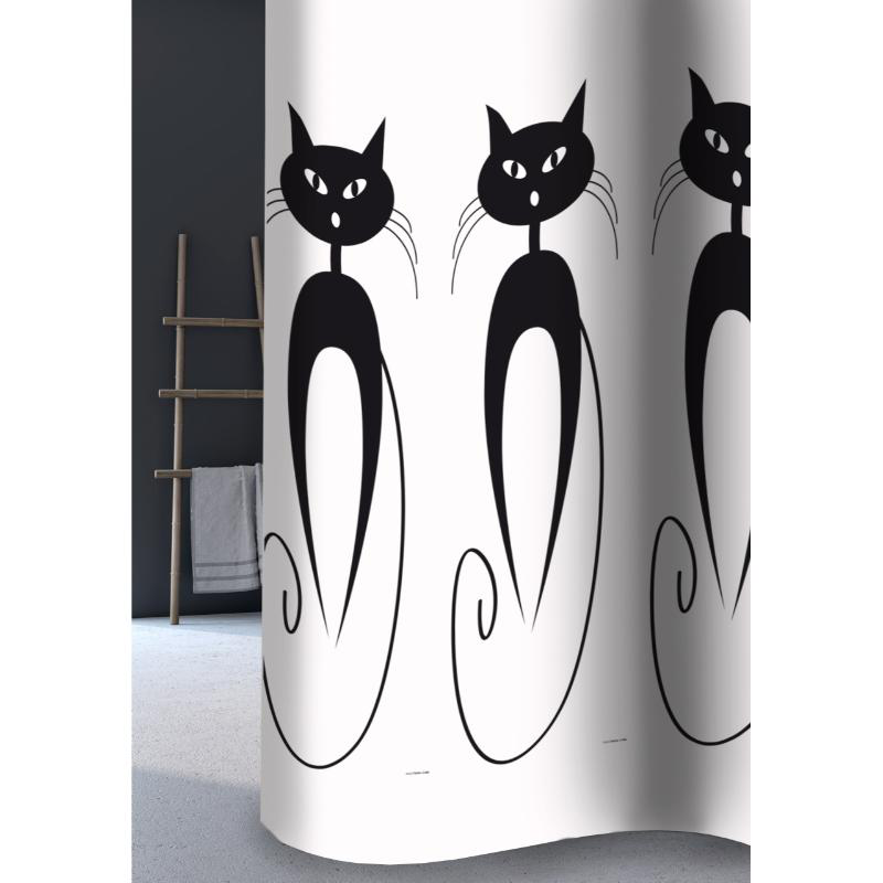 Shower curtain textile cats, , medium image number null