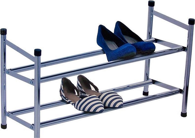 Shoe rack with 2 layer 62-115cm telescopic, , medium-null