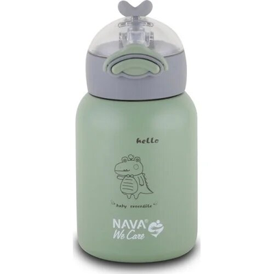 Nava kids stainless steel insulated water bottle 350ml green, , medium