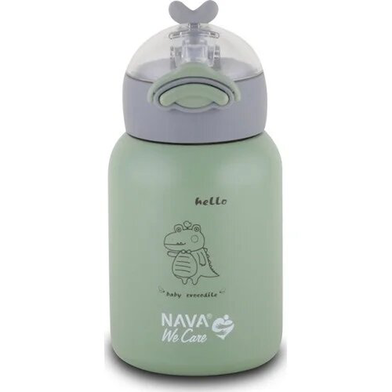 Nava kids stainless steel insulated water bottle 350ml green, , medium-null
