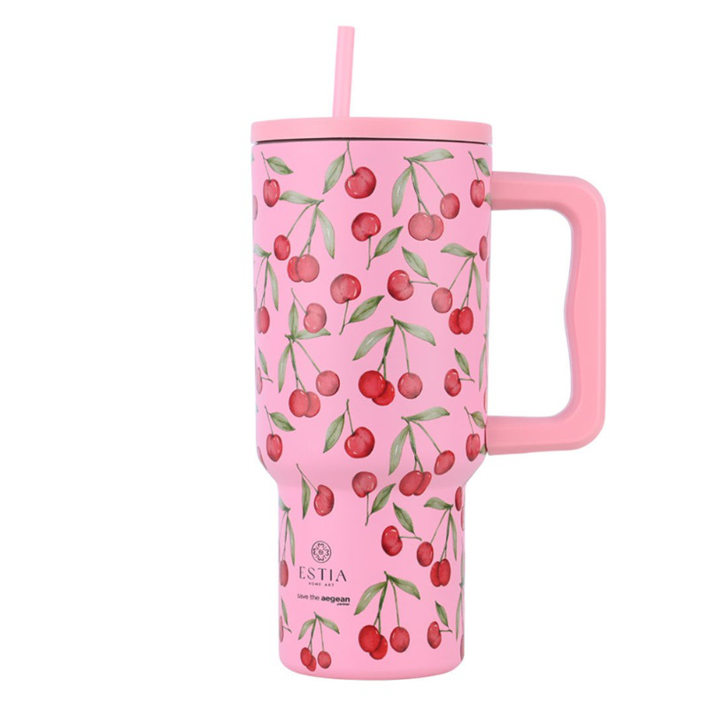 Estia straw tumbler xl 900ml - cherry, , medium-null