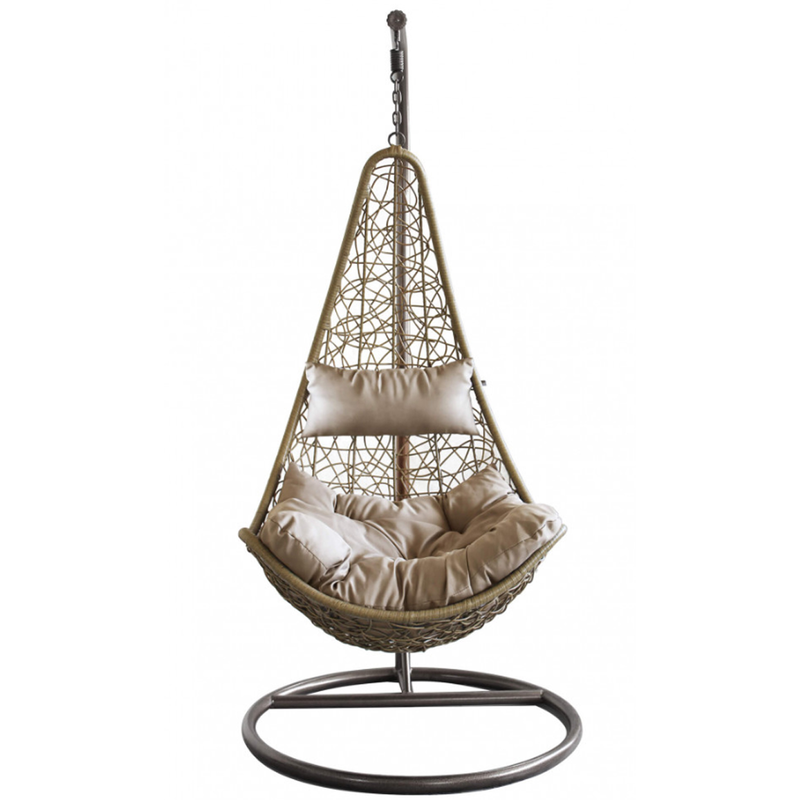 Open nest cradle ponza rattan beige/natural frame with beige cushions-null