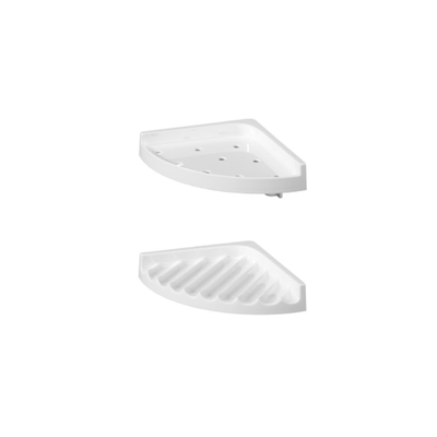 Corner bathroom shelf 18x18 6.5cm plastic white, , medium