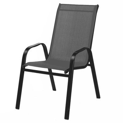 L.h garden metallic gray chair black frame, Grey, medium