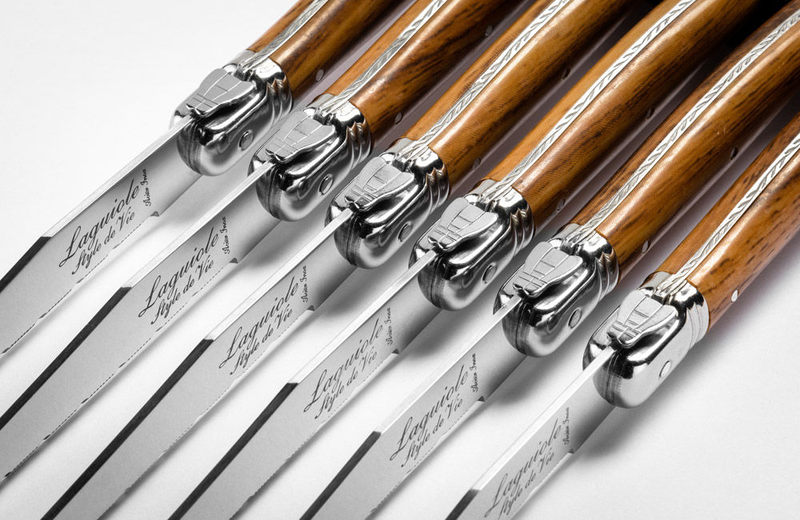 Laguiole premium line set of 6 steak knives wood 1.8 mm in a wooden block, , medium-null