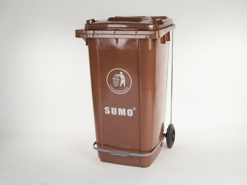 Product image: Καφέ πλαστικός κάδος απορριμμάτων 120l με πενταλ-null