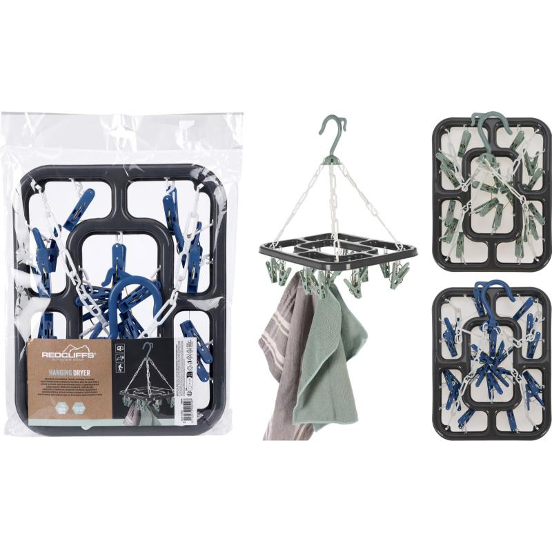 Laundry dry hanger with 18 pegs - assorted colors, , medium image number null