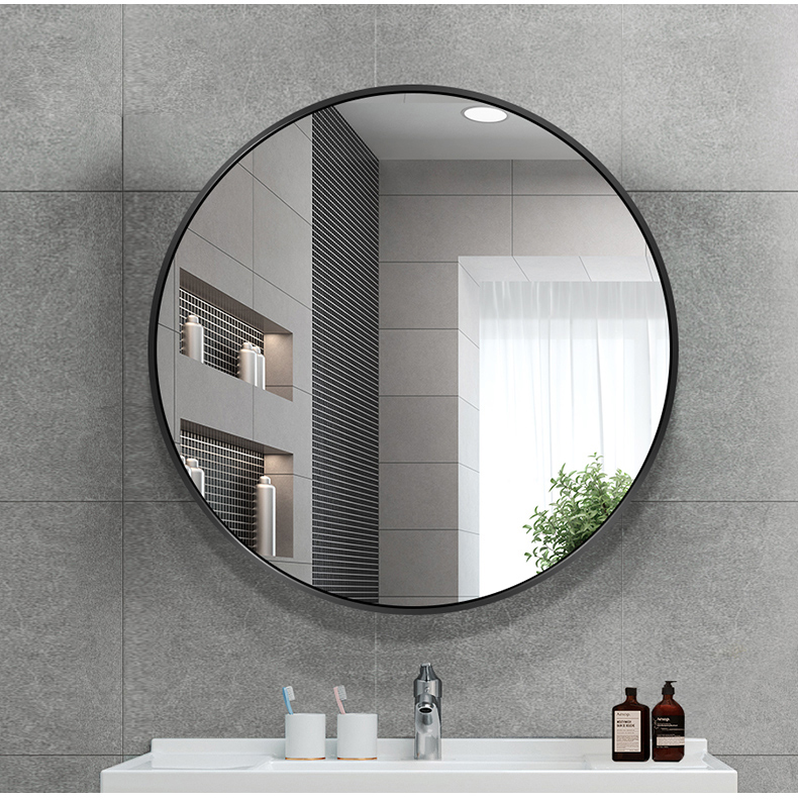 Round mirror with black aluminium frame ⌀600mm, , medium-null