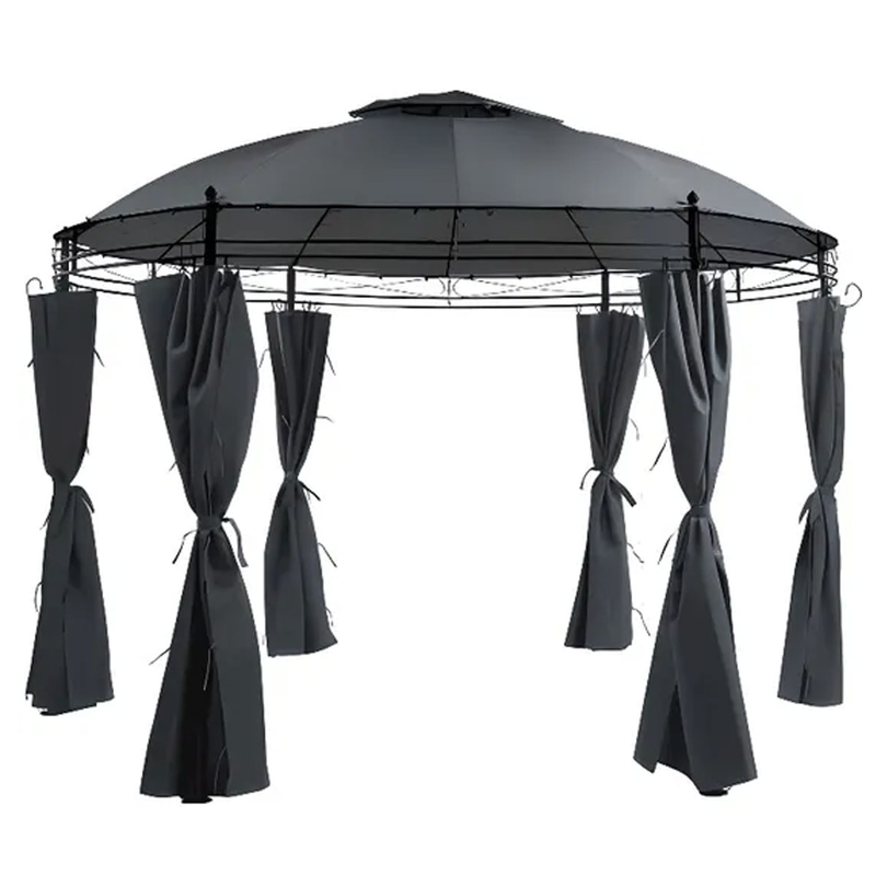 L.h garden gazebo with double roof &phi;3.5m athracite, , medium-null