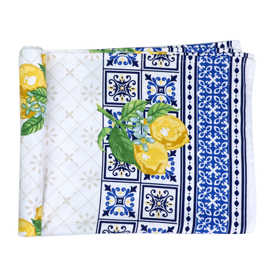 Lemon design cotton tablecloth 150x250, , medium