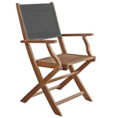 Wooden folding chair with gray back acacia, , medium