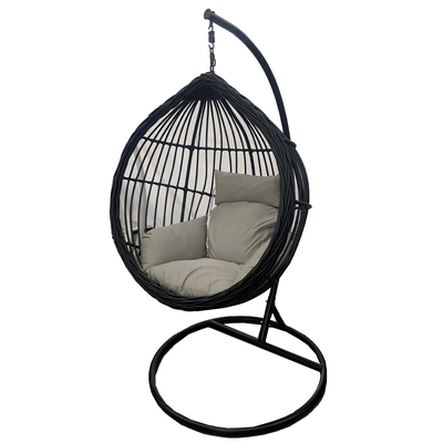 Closed nest rattan magi swing black with gray cushion