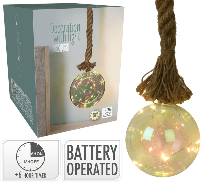 Rope with glass assorted ball 10 led warm white, , medium-null