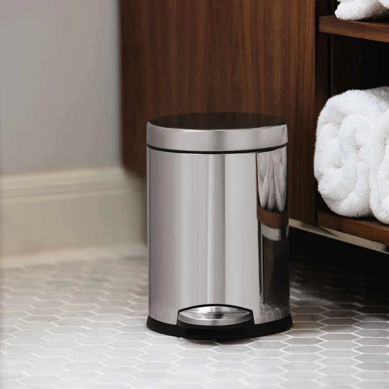 4.5l round pedal bin polished stainless steel, , medium-null