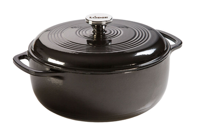 Lodge enamel cast iron black pot 5.68lt with loop handles, , medium