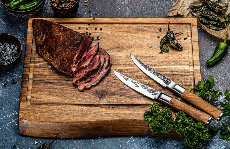 Forged olive wood set of 4pc steak knives 440c japanese steel 11.5cm, , medium image number null