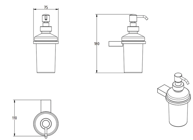 Omega wall mounted soap dispenser, , medium-null