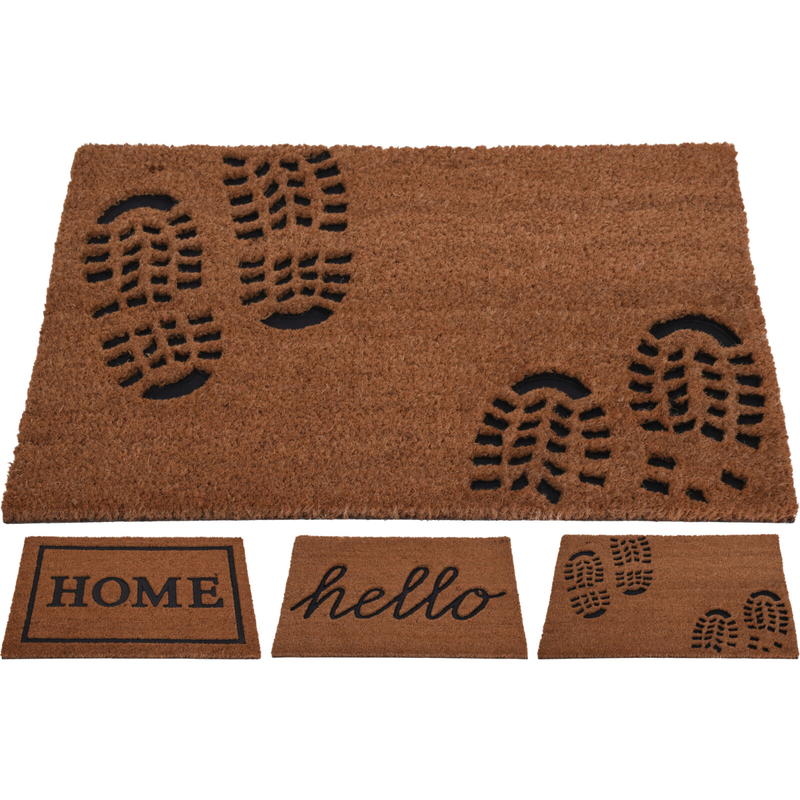 Doormat rubber with coir - assorted designs, , medium-null