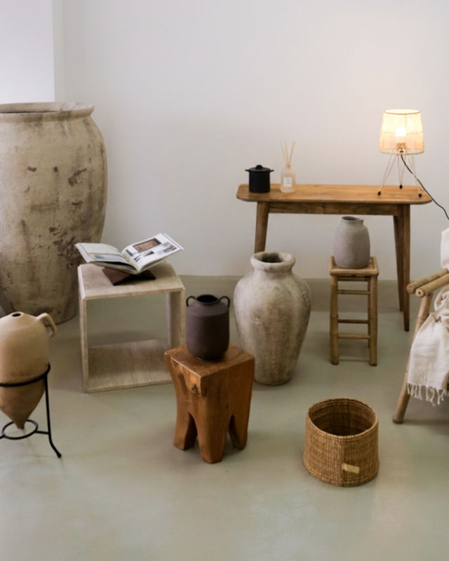 Natural bamboo stool / medium, , medium-null