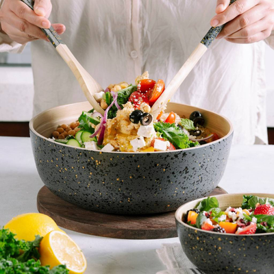 Extra large bamboo salad bowl (28cm diameter), Dark Grey, medium