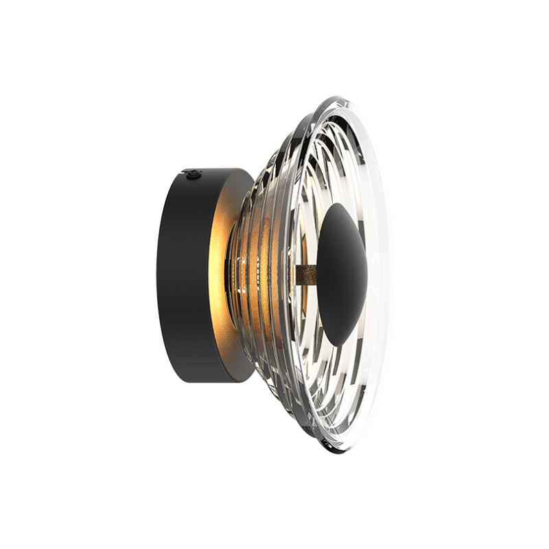 Sunlight 'gloria' led 6w wall light glass amber black 650lm 3000k &oslash;200xw200xh100mm, , medium-null