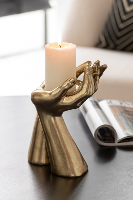 Candle holder palms gold, , medium-null