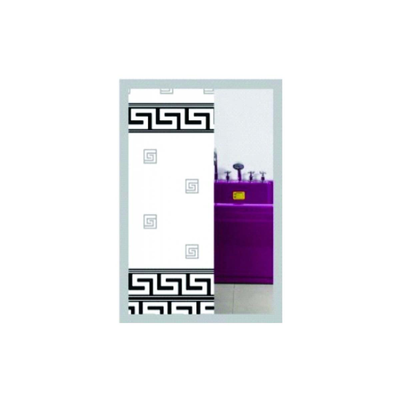 Bathroom curtain 183 180x200cm white with black meandro, , medium