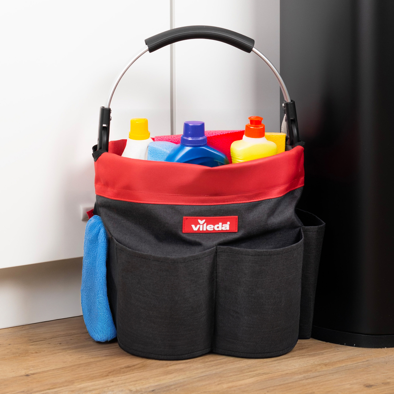 Vileda cleaning caddy fordable - black/red, , medium-null