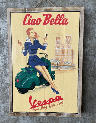 Wooden painting "ciao bella", , medium
