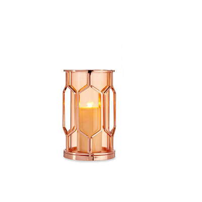 Glass vase candleholder with metal base 11,5x19,5x11,5 cm, , medium